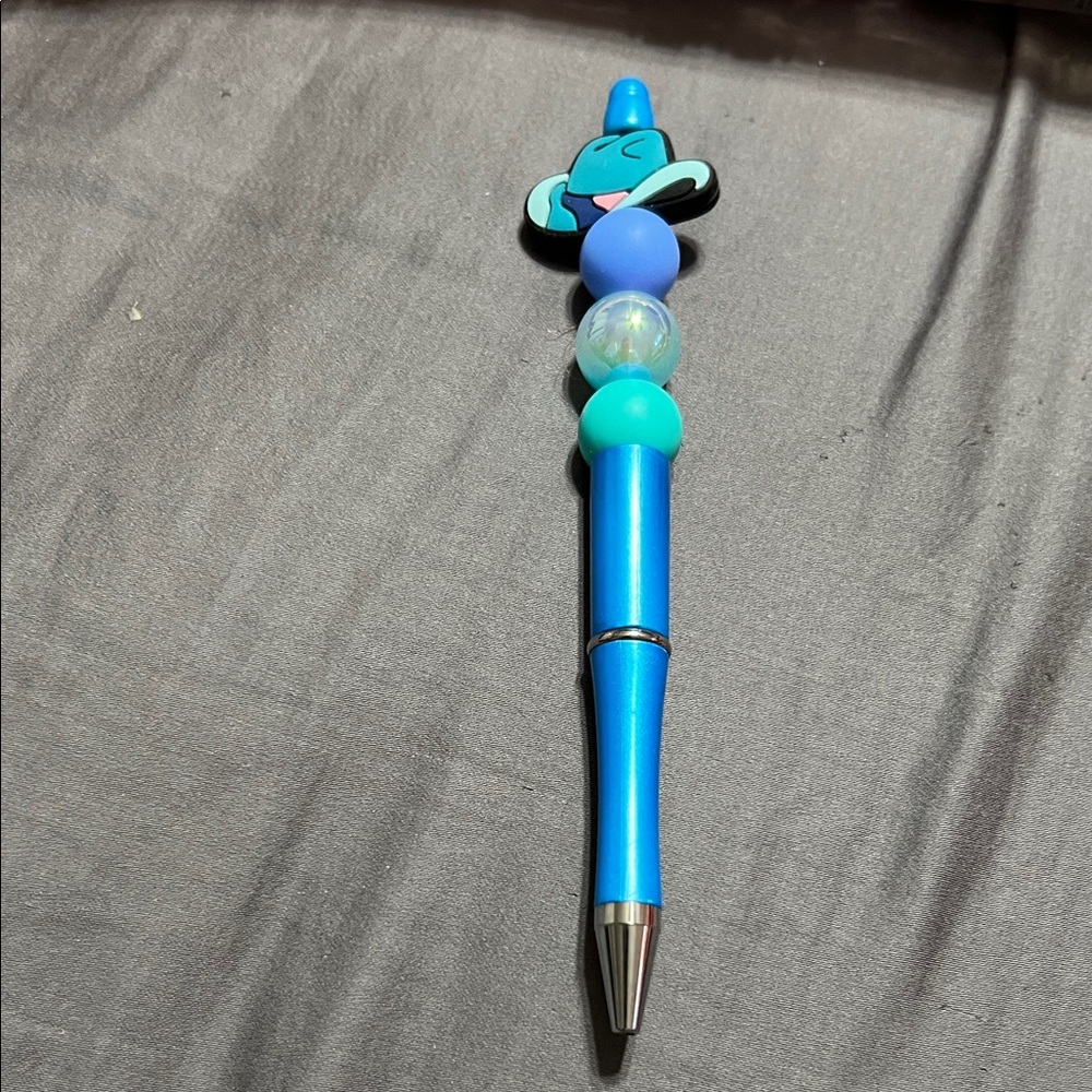 Blue Beaded Pen with  a cowboy hat focal Beadable handmade pen